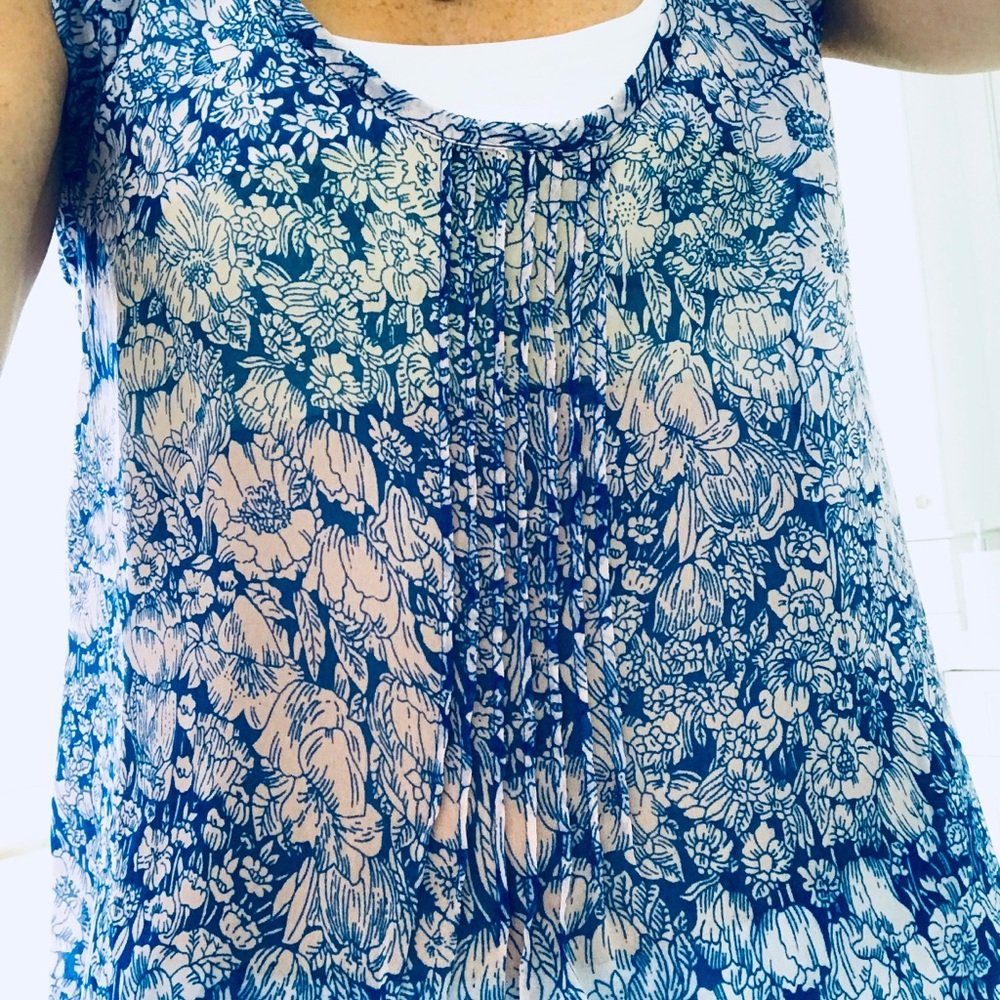 Blue& light pink blouse from Anthropologie